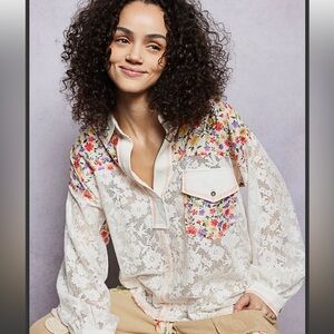 PS14-(PRE ORDER 2/27) POL Floral Lace Women's Pull Over Jacket